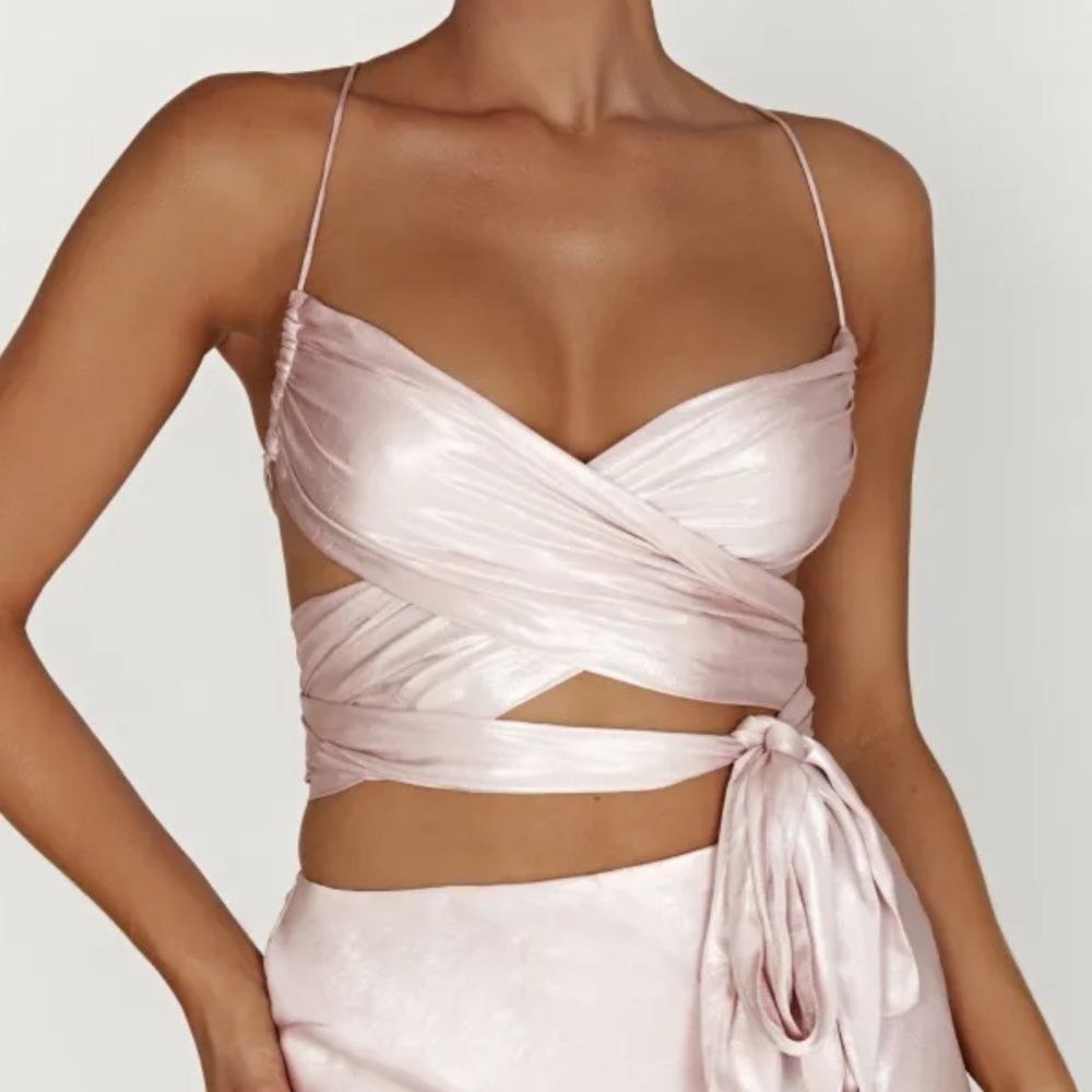Georgie wrap over tie top - blush pink - Picture 6 of 6